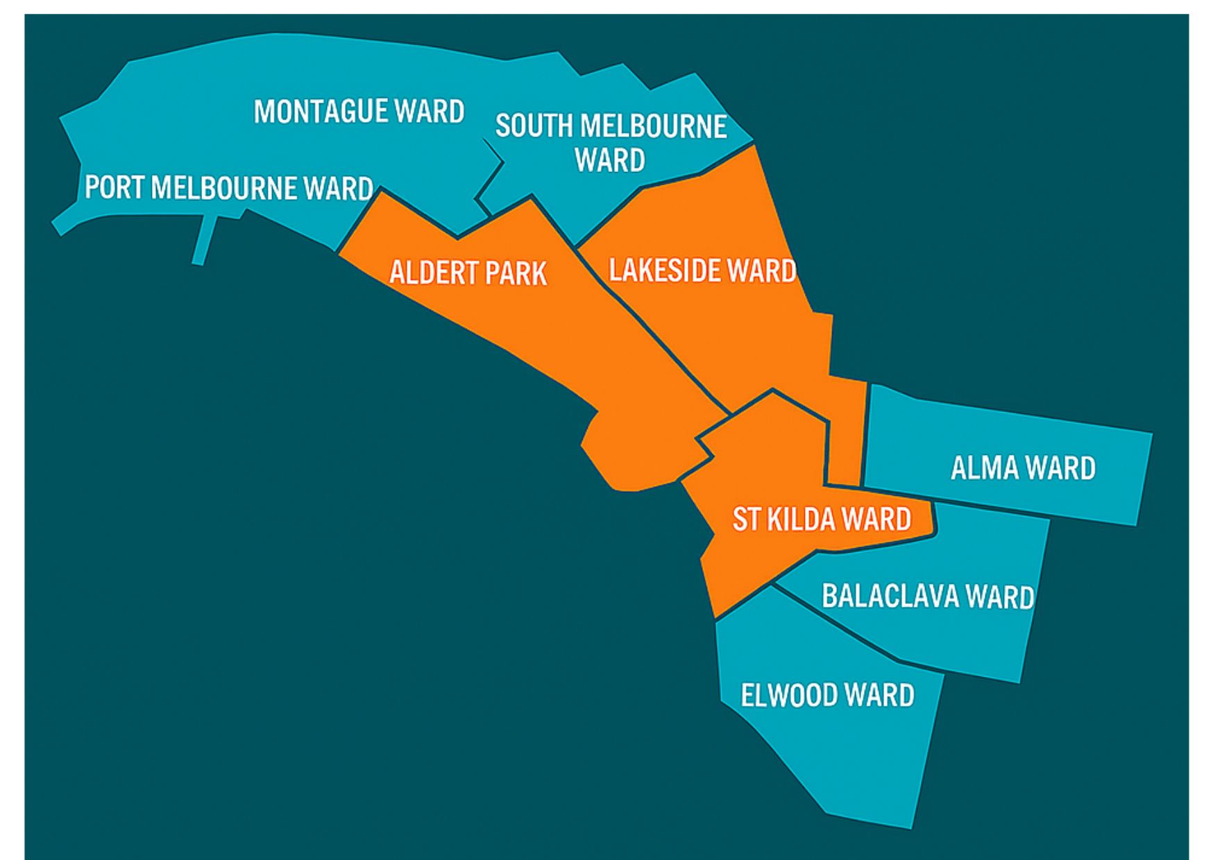 Ward map of Lakeside, Albert Park and St Kilda