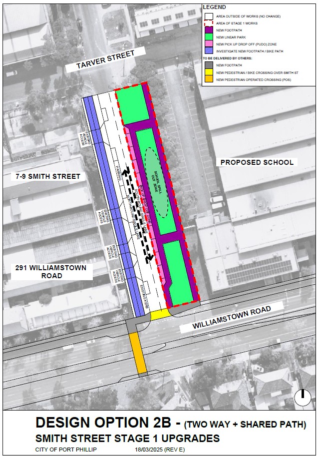 Endorsed Concept Design (Option 2B) for Stage 1 Smith Street safety upgrades 