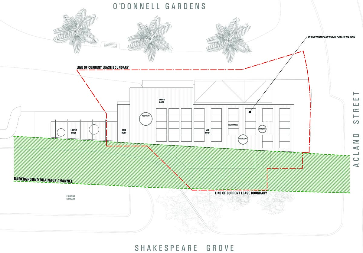 Design showing the roof plan for The Vineyard Restaurant redesign