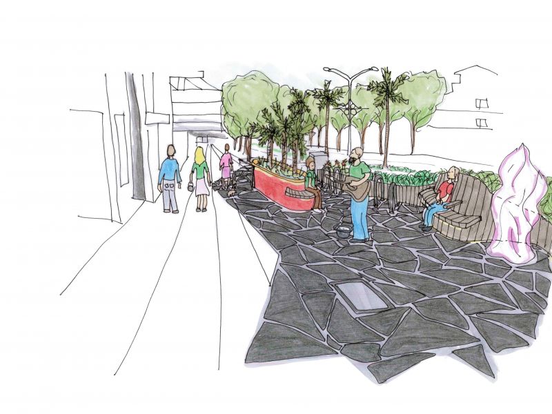 Artist impression Grey Street and Fitzroy Street intersection upgrade